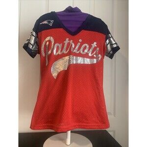 New England Patriots Jersey Womens Small NFL Team Apparel Football Top Mesh
